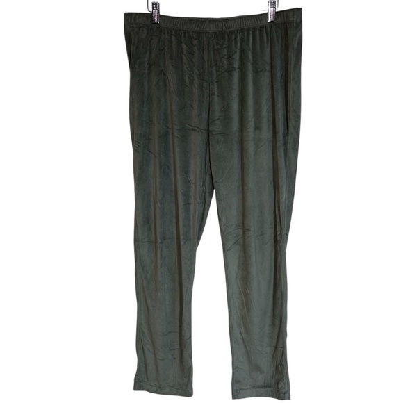Joyspun Women Large Olive Green Sweatpants Elastic Waistband Velvet Velour Soft - Picture 2 of 7